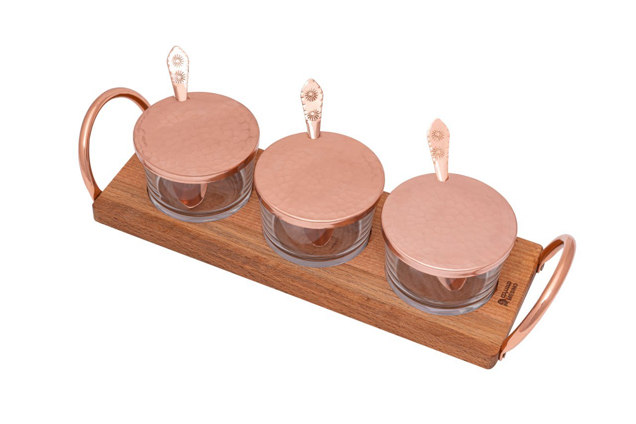 ست جا شکری 3 تکه مسی آیسان با قاشق 2770 مسینو