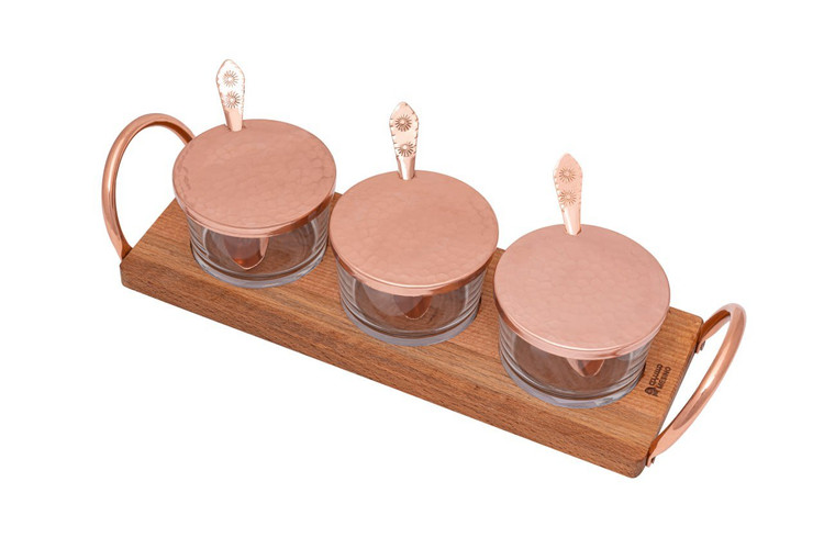 ست جا شکری 3 تکه مسی آیسان با قاشق 2770 مسینو