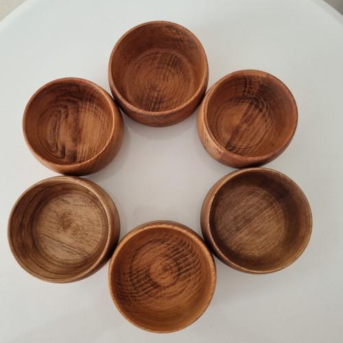 پیاله سس خوری 6 عددی چوبی بلوط
